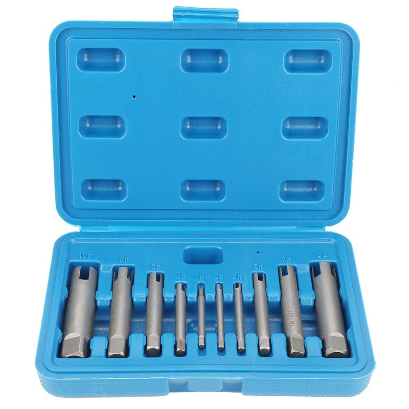 fosa 10Pcs Screw Tap Extractor Set, 3,4 Flute Broken Head Screw Remover, Stripped Screw Tap Extractor Set, High Speed Steel Extractor Tap Drill Set for Industrial Screw Bolt Removal Home Repair Work - Image 1